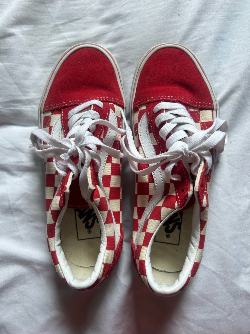 Vans Red Checkerboard Low-Top Skate Shoes